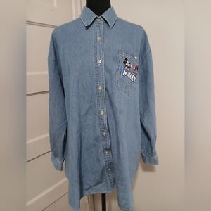 Disney Unlimited Mickey Minnie Shirt Medium Cotton Long Sleeve Jerry Leigh